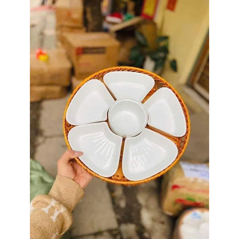 5-petal apricot flower dinnerware set with beautiful thick first-class ...