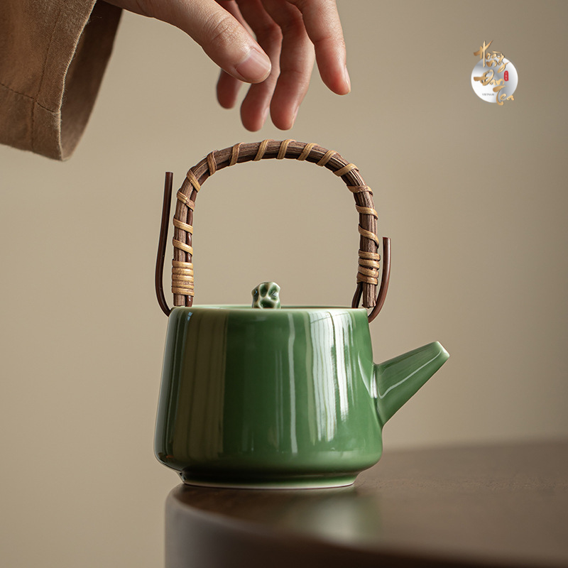 Japanese Style Celadon Tea Drinking Rattan Handle for Making Tea ...