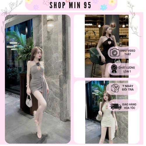 Elastic Bodycon Dress with Camisole Collar with Flowers on the Chest and  Long Hem, Sexy and Luxurious Women's Elastic Dress