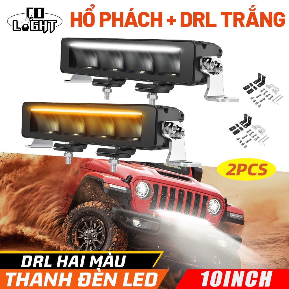 10Inch Hood Reflective 2 Color Amber White LED DRL Bar LED Driving ...