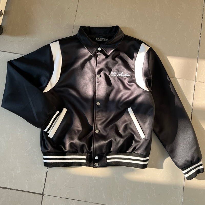 The BROTHERS leather varsity jacket boxy form Jacket | Shopee Singapore