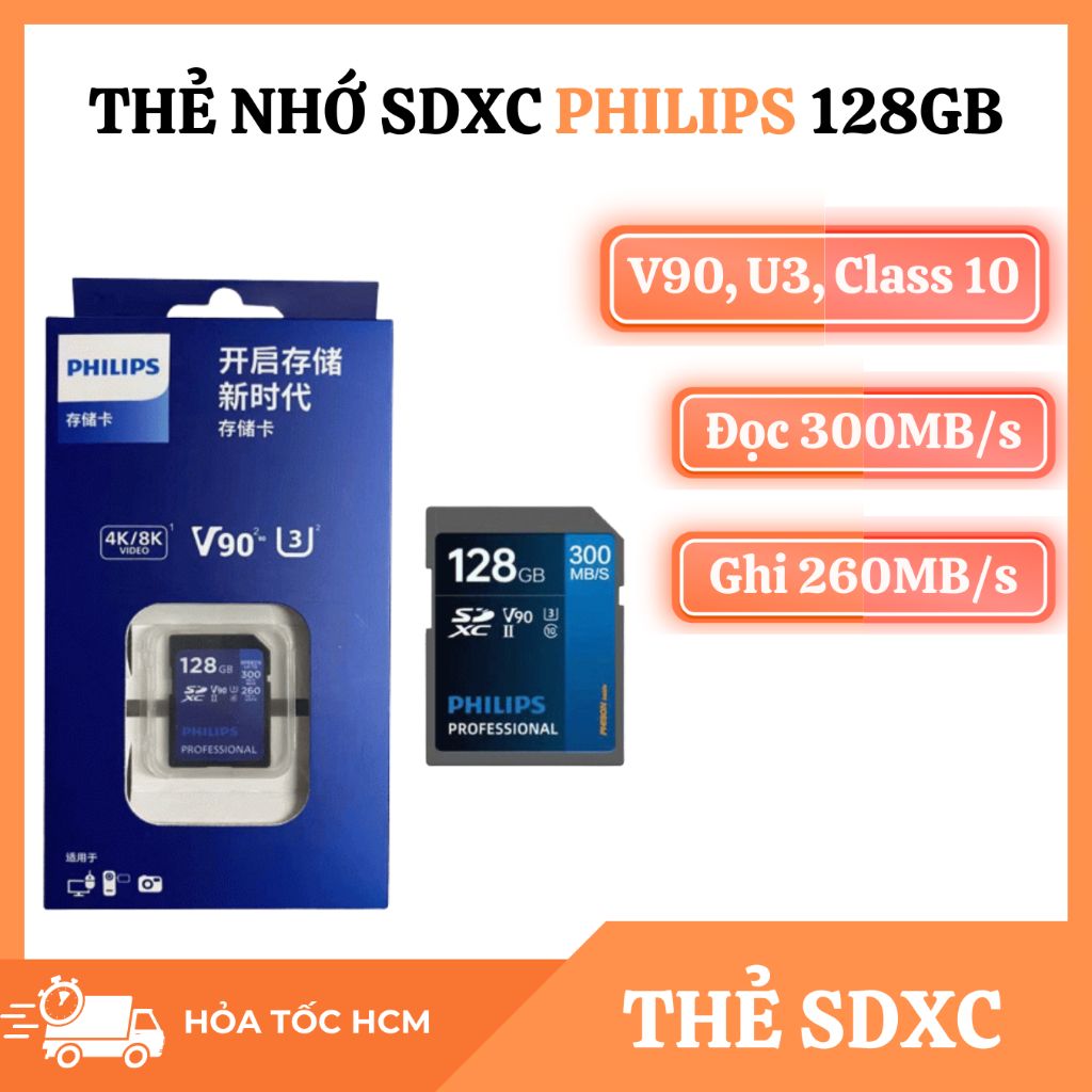 PHILIPS 128GB UHS-II U3 V90 SDXC Memory Card – Speed 300MB/s – Genuine ...