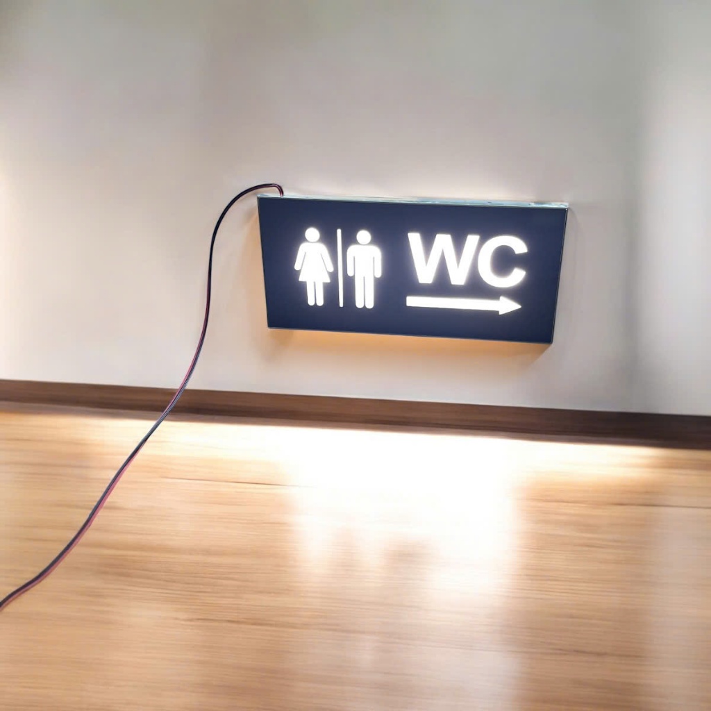 WC toilet signage toilet sign with glowing Led light, optional 12v ...