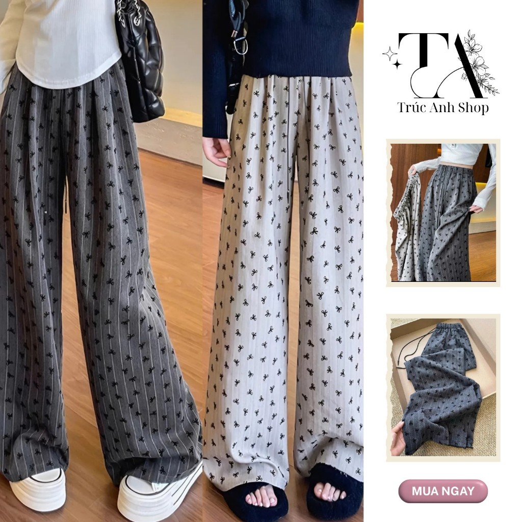 Women's wide-leg trousers with bow pattern (tutsi fabric) high quality ...