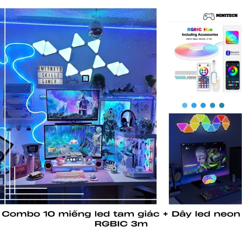 (express)Combo of 10 triangle LEDs + 3M RGBIC neon led strip | Shopee ...