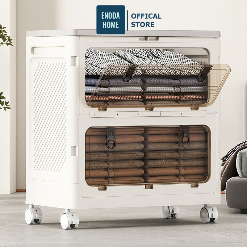 ENODA HOME Foldable Clothes Storage Box, 130L Large Plastic Multi ...