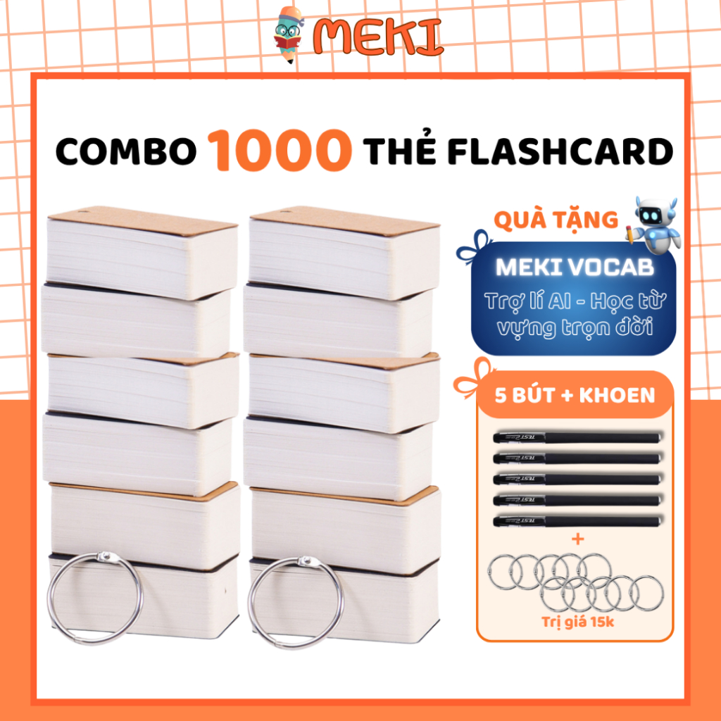 Vocabulary Learning Cards Combo of 1000 Thick White Flashcards - Comes ...