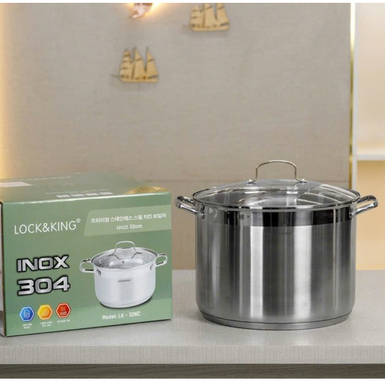 High Quality 304 Stainless Steel Pot with High Body LOCK & KING-LK-30 ...