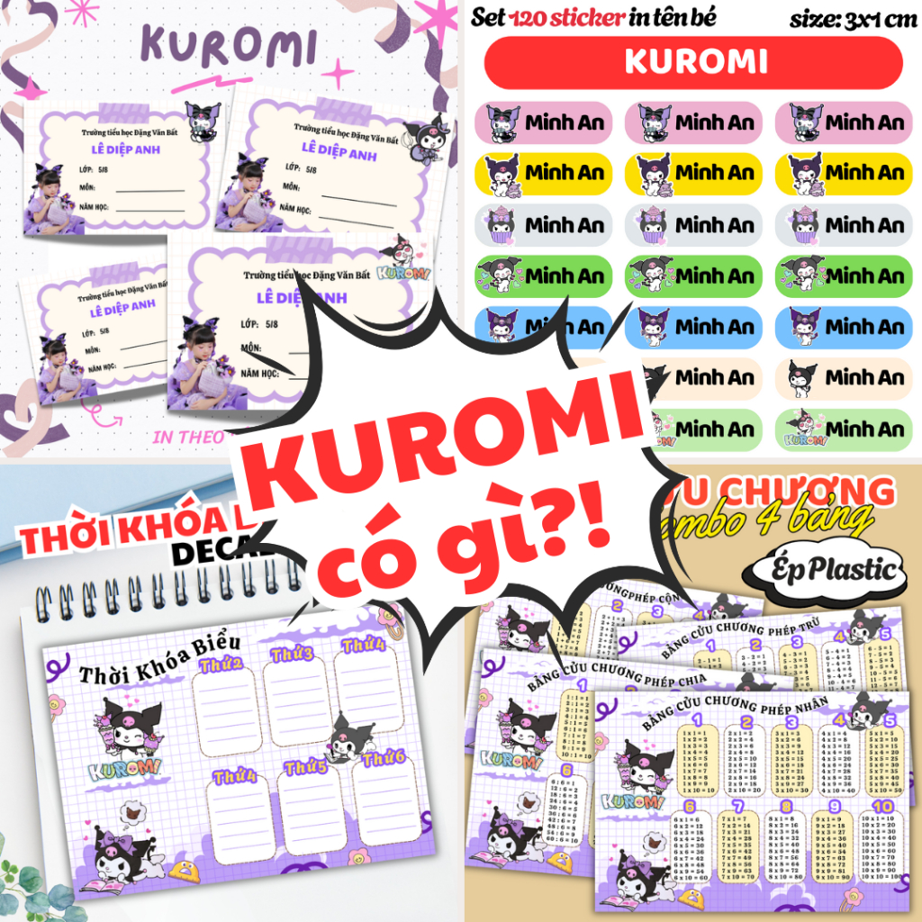 KUROMI is what? (Notebook labels, book labels, nameplates, Timetables ...