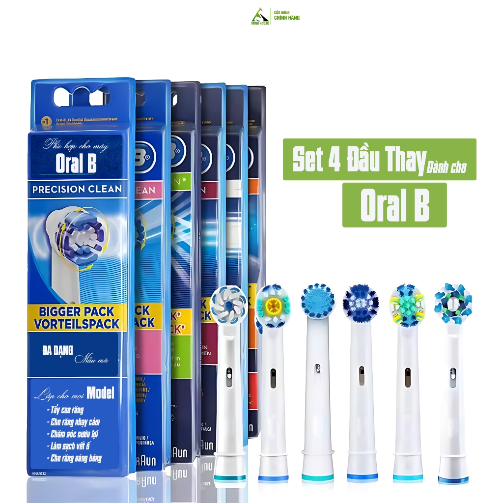 For Oral B Braun, set of 4 electric toothbrush heads, full code ...