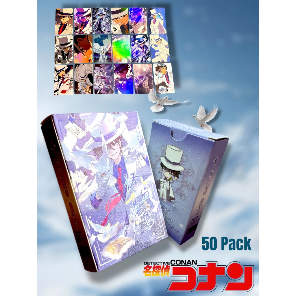 Box of 50 cards Detective Conan with rounded corners lomo Kaito Kid Ran ...