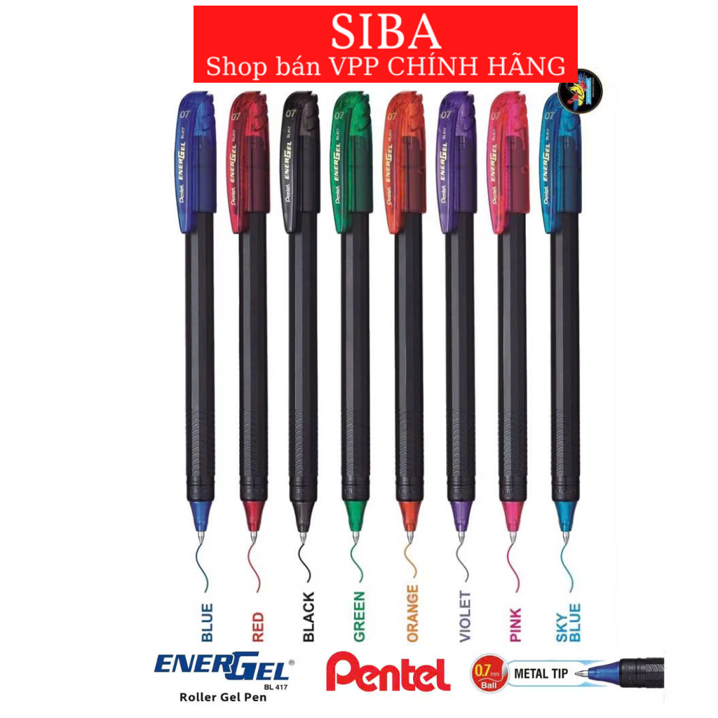 Pentel gel pen nib size 0.7mm/ METAL TIP liquid ink pen, ink colors ...