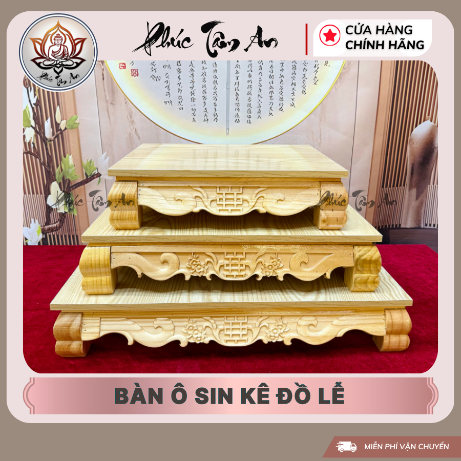 Yellow osin table, pedestal in front of the altar of the god of wealth ...