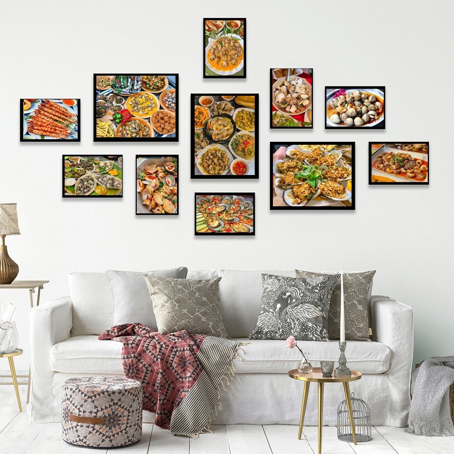 (HCM) Set of 11 wall photo frames to decorate snail shops and pubs ...