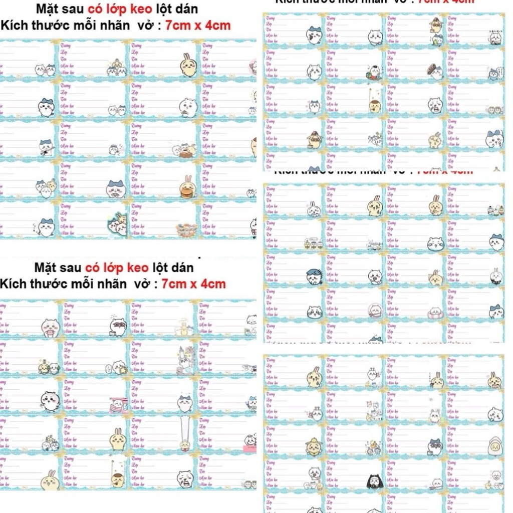 Chiikawa Hachiware usagi notebook labels 100 different labels/cute ...