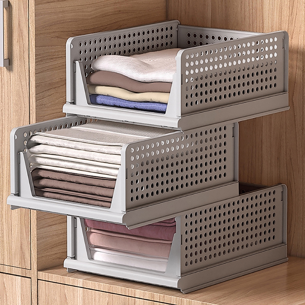 Plastic Clothes Tray, Multi-Purpose, Convenient Stackable Storage Shelf ...