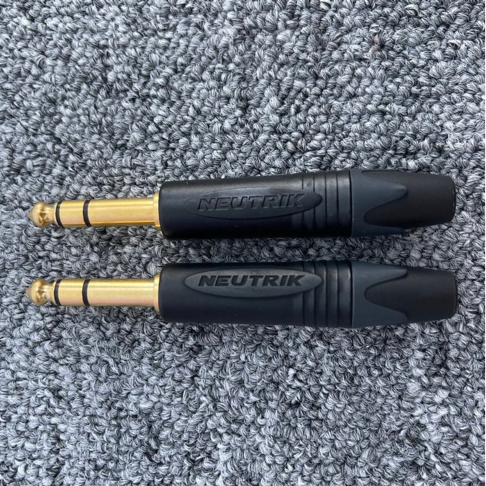 Neutrik NP3X-B - Connettore jack con contatti placcati oro e alloggiamento nero, 3 poli, 6,35 mm