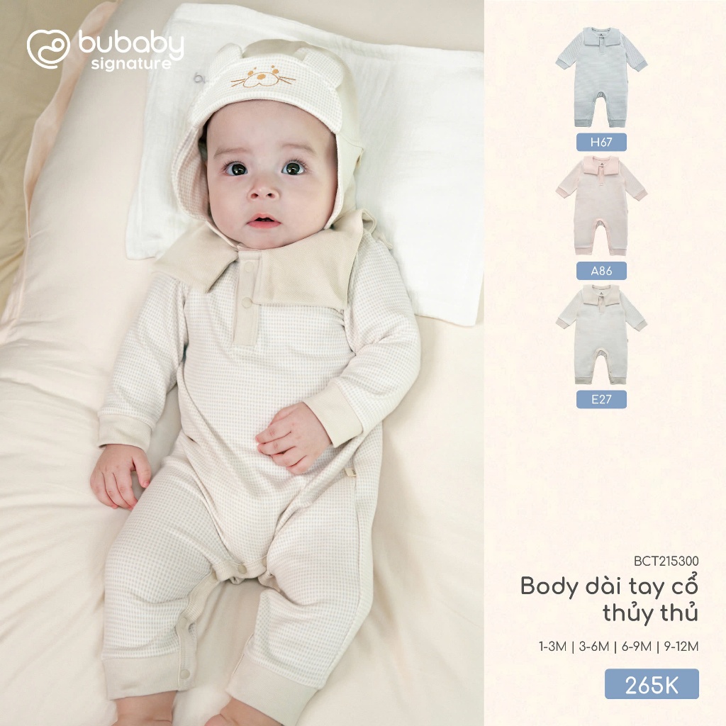 Bubaby Sailor Collar Long Sleeve Bodysuit for BCT Newborn Baby215300 ...