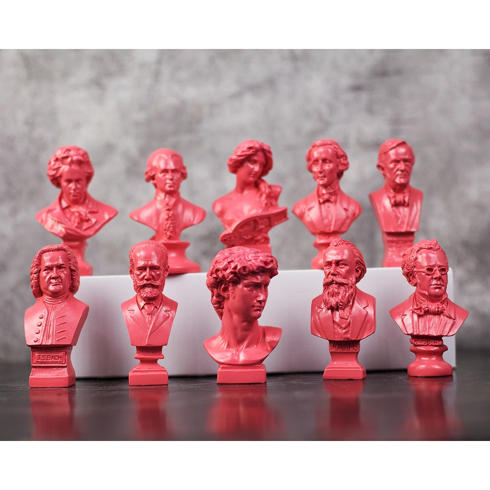 Set of 10 RED PINK mini bust statues to decorate product photography ...