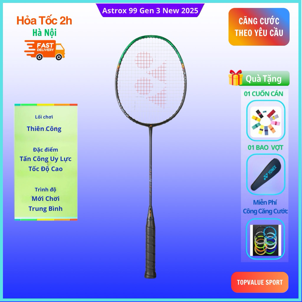 Yonex Astrox 99 Play Gen 3 badminton racket new 2025, mid-range Yonex ...