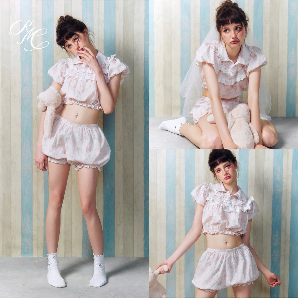 (Separate set) Sugarplum Set - Remmus | Embroidered cotton blouse and ...