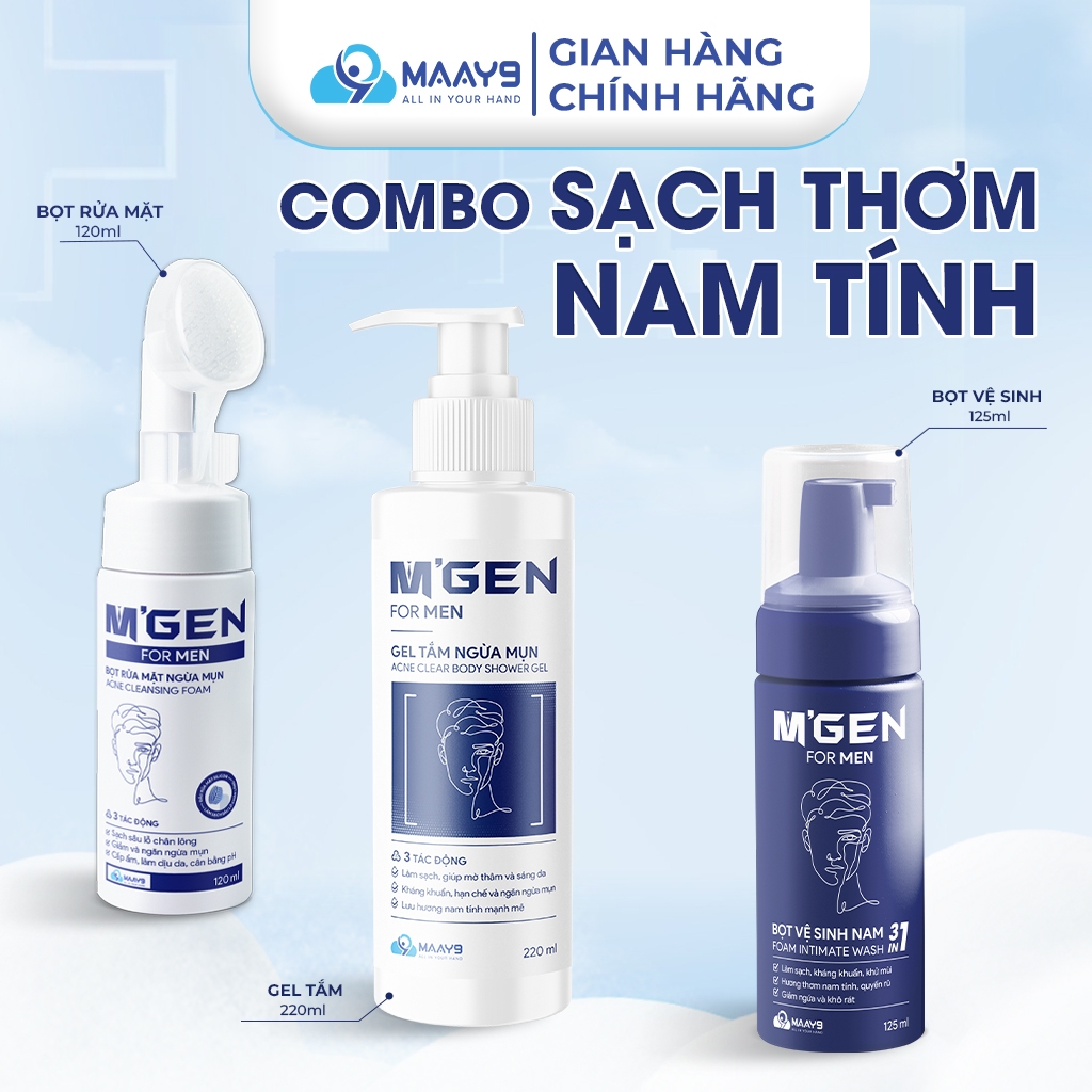 MGEN MALE FRAGRANCE CLEAN Combo - Facial cleanser, Shower gel, Men's ...