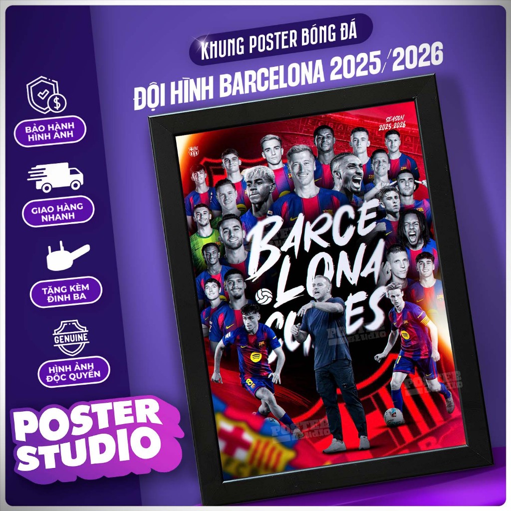 BARCELONA 25/26 poster photo frame 2 sizes for desktop A5 (18cm x 24cm ...