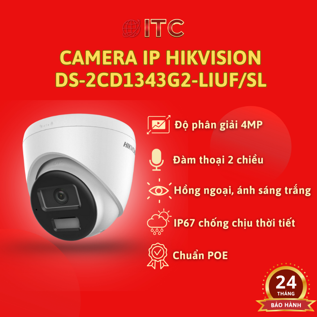 HIKVISION DS-2CD1343G2-LIUF 4MP hemispherical Camera, night color ...