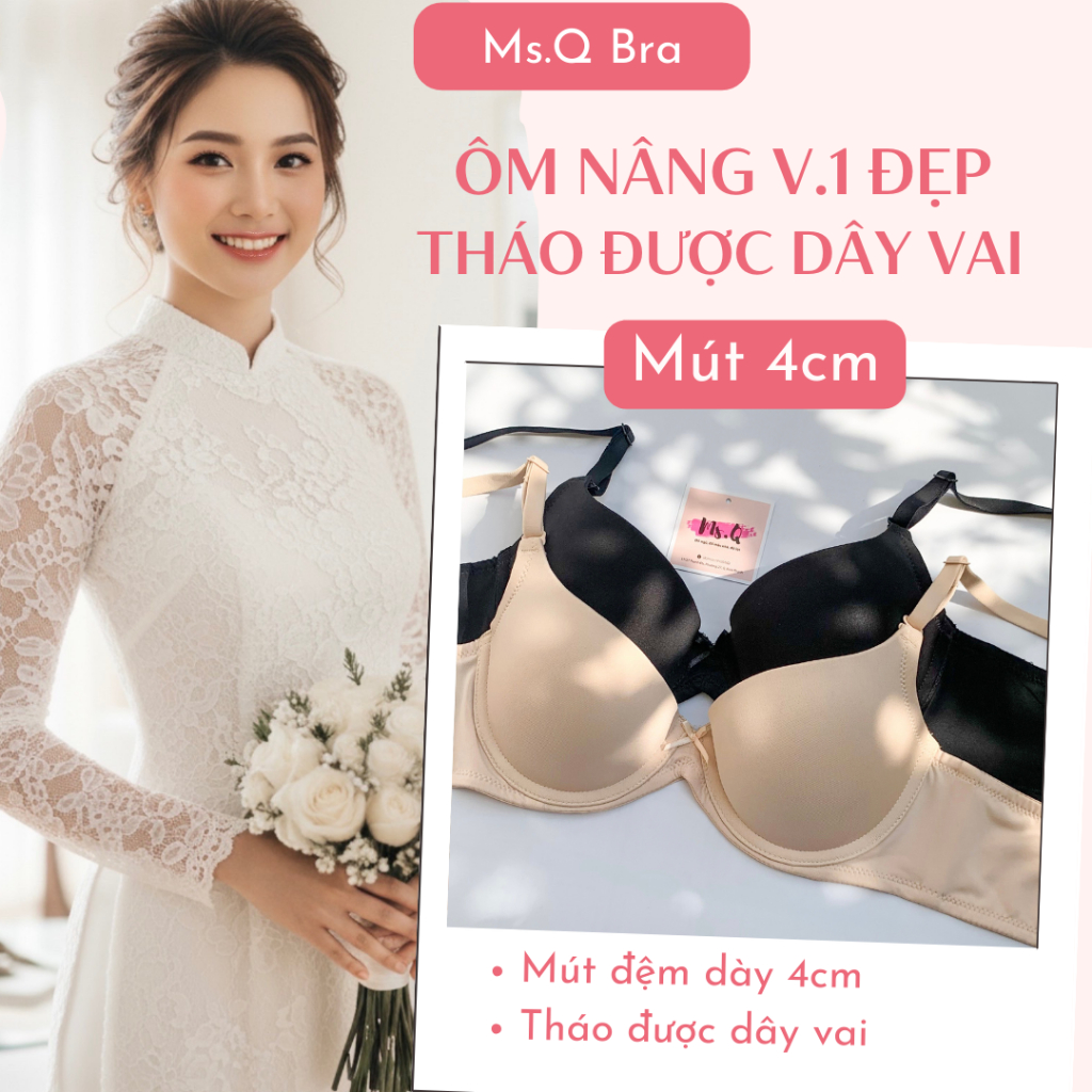 Women's breast lift Bra worn with a ao dai with removable underwire is ...