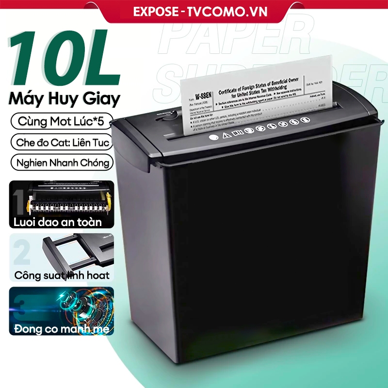 High-end 10L paper shredder Continuous Paper Chopper 5 A4 Sheets/ Once ...