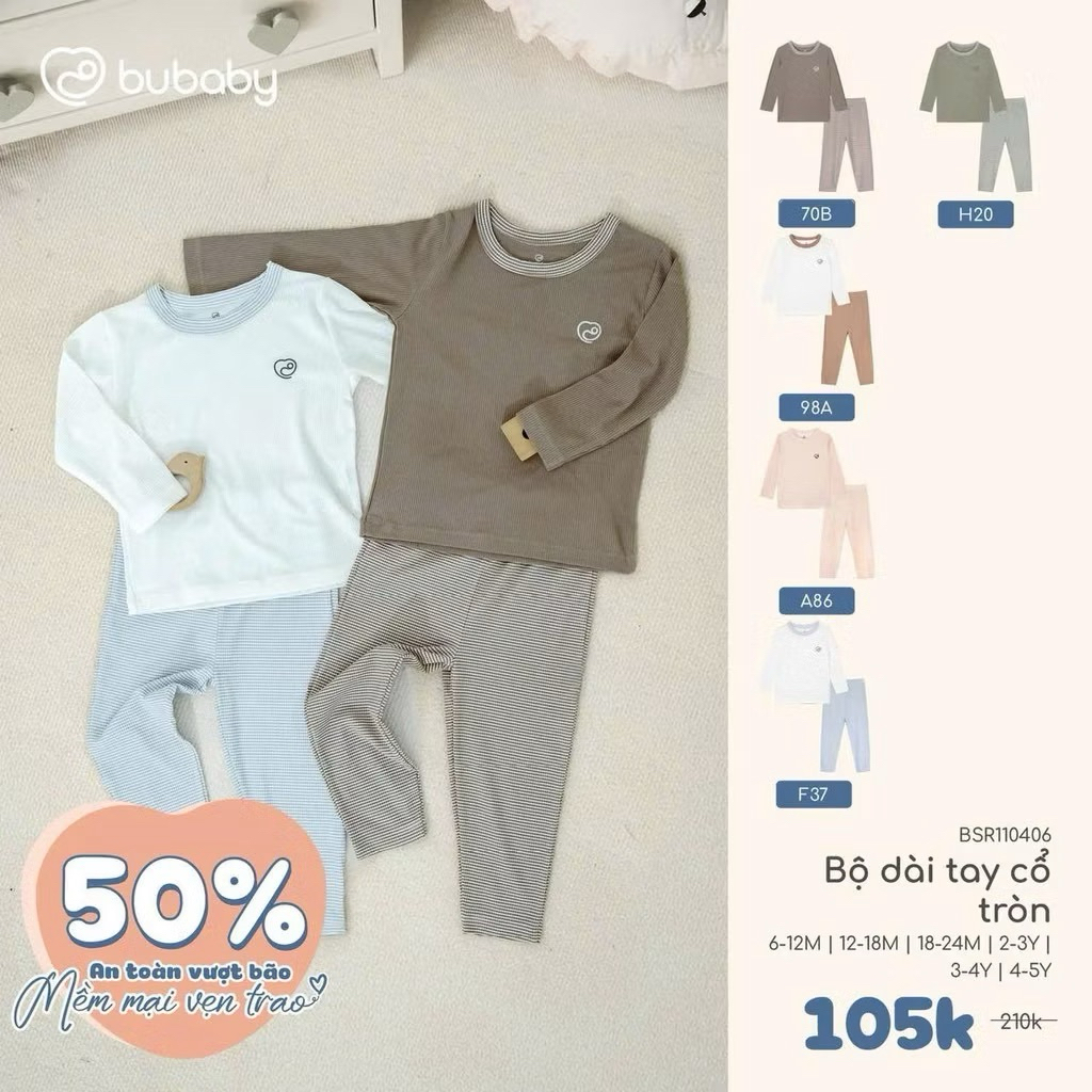 Bubaby round neck long sleeve set (striped collar) | Shopee Singapore