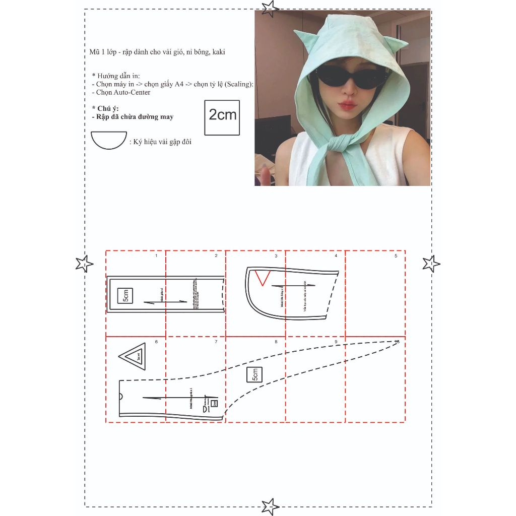 A0 paper cutting, not pre-cut - 1-layer hat sewing pattern | Shopee ...