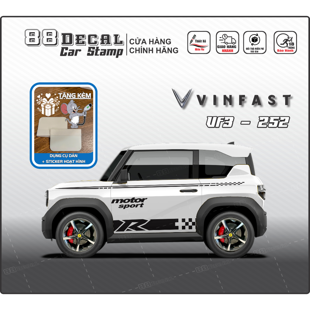 VF3 car sticker - Simple sport sticker model (full color). 1 set ...