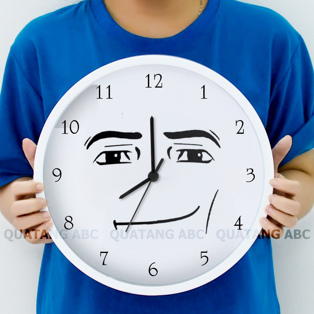 Round Wall Clock with Funny face Printed Roblox face meme Troll Unique ...