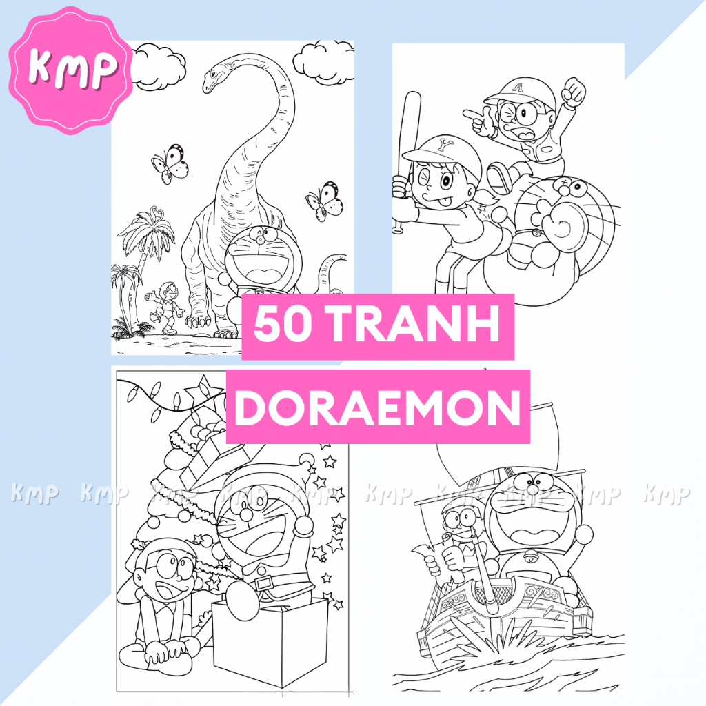 Doraemon Doremon coloring pages 25-50 pages on A4 A5 paper with many ...