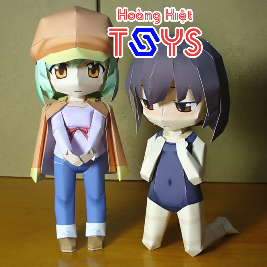 Anime girl paper model Chibi Nadeko Sengoku + School Swimsuit Japan ...