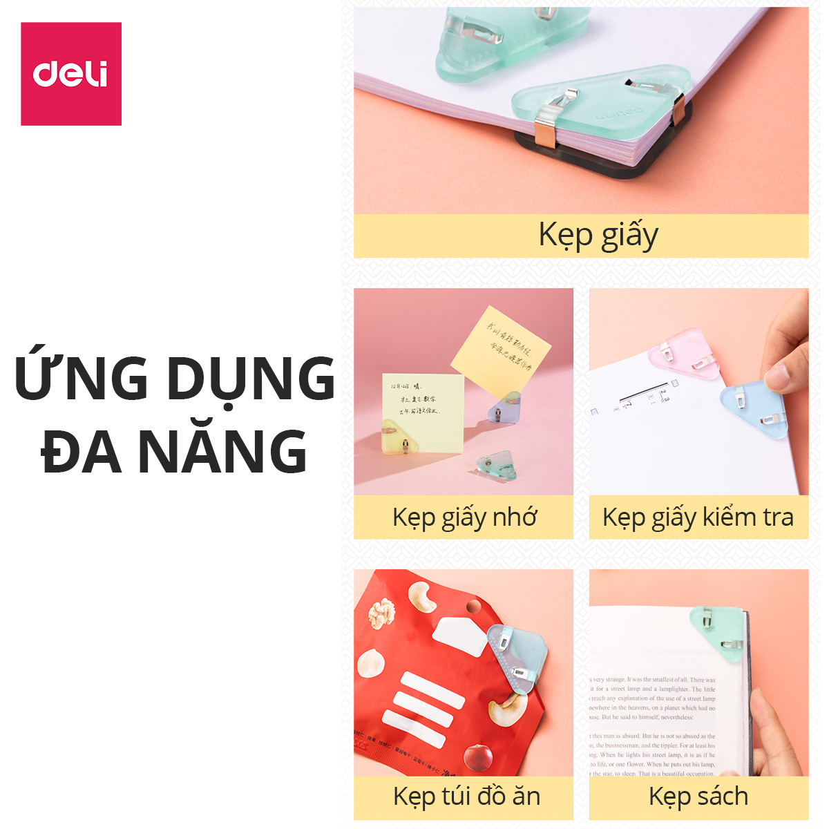 Set of 4 paper clips, book page markers, Deli plastic triangle document ...