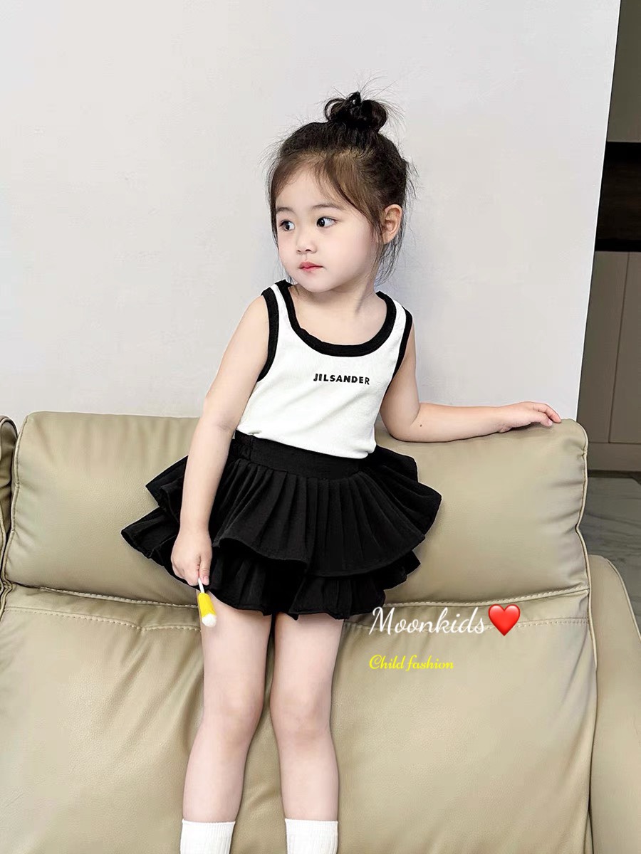 Baby girl clothes set skirt set Sleeveless 2layer backless for