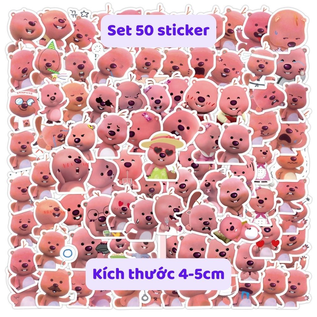 100 500 cute pink beaver Loopy stickers used to decorate packages ...