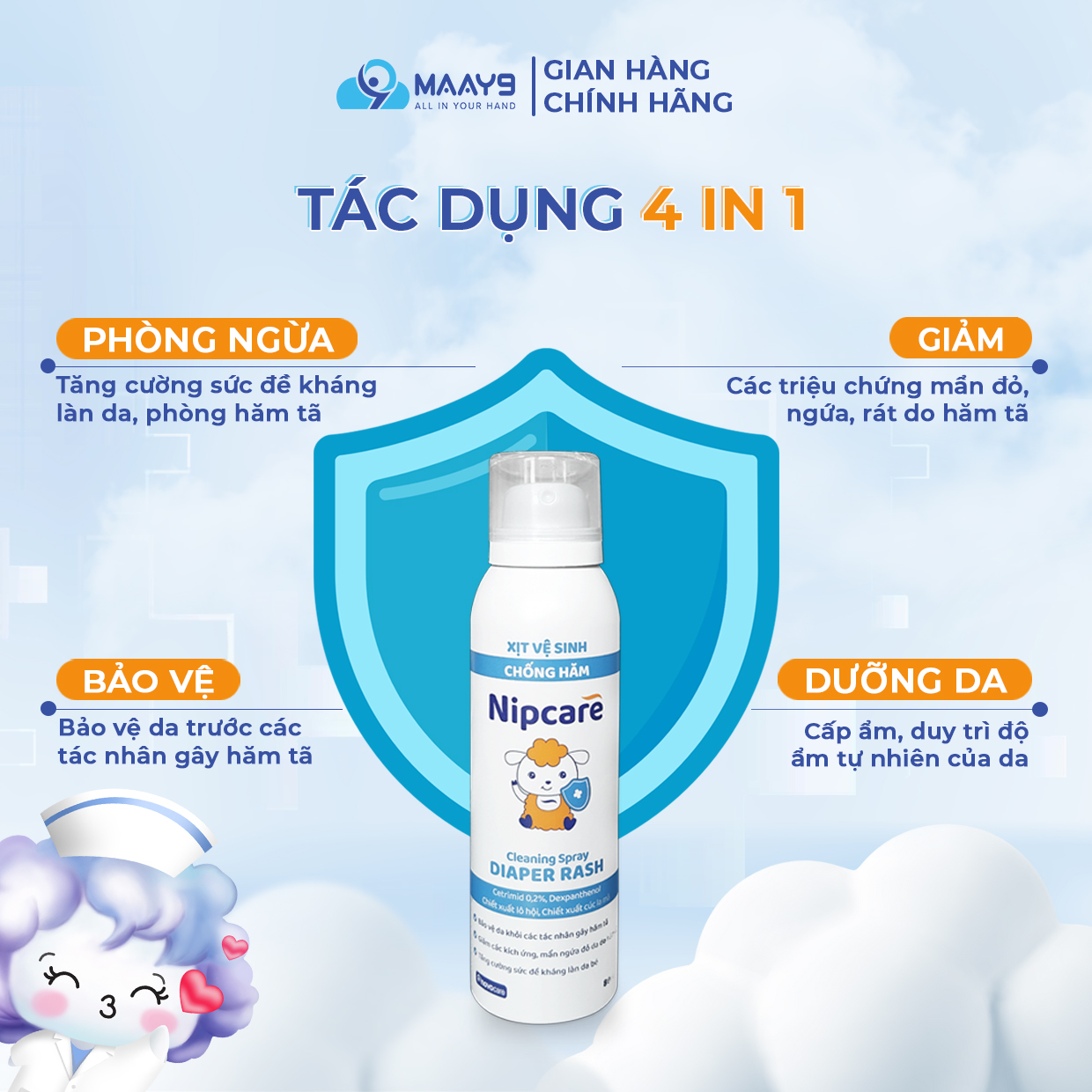 Nipcare anti-diaper cleaning spray reduces irritation, redness, itching ...
