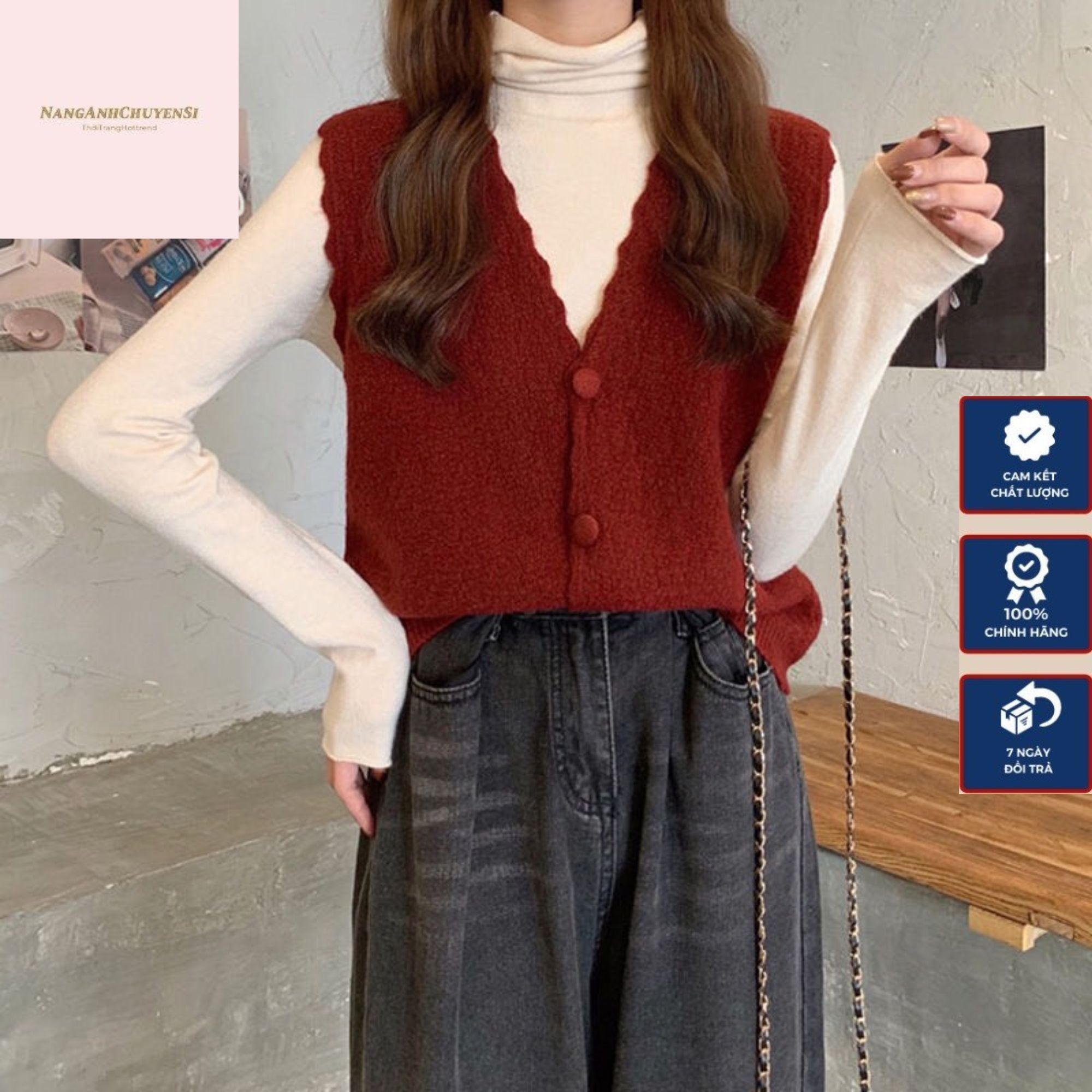 Women's Gile, Korean Style Basic Gile with Wave Hem Buttoned Ruffled V ...