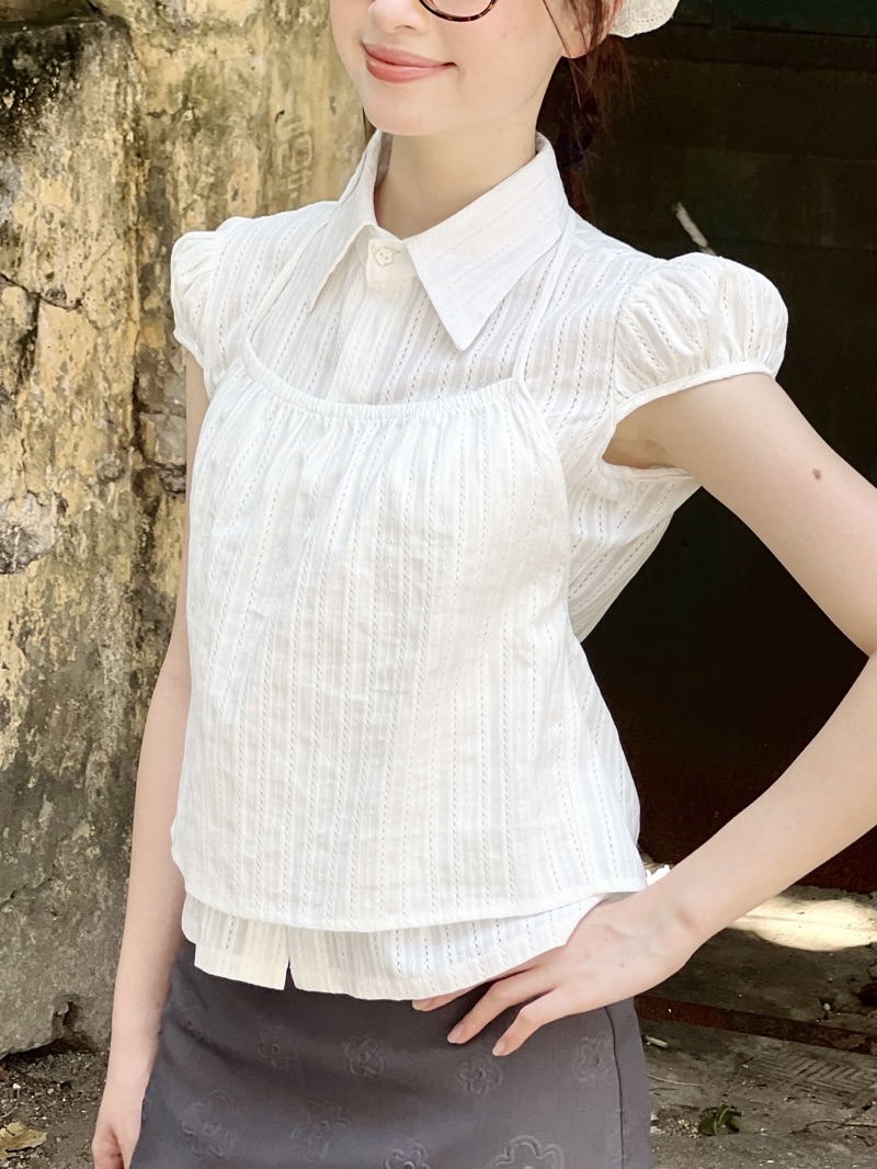 Lollie STUDIO - Set of woven rough shirt with AMELIA TOP 2-piece shirt ...