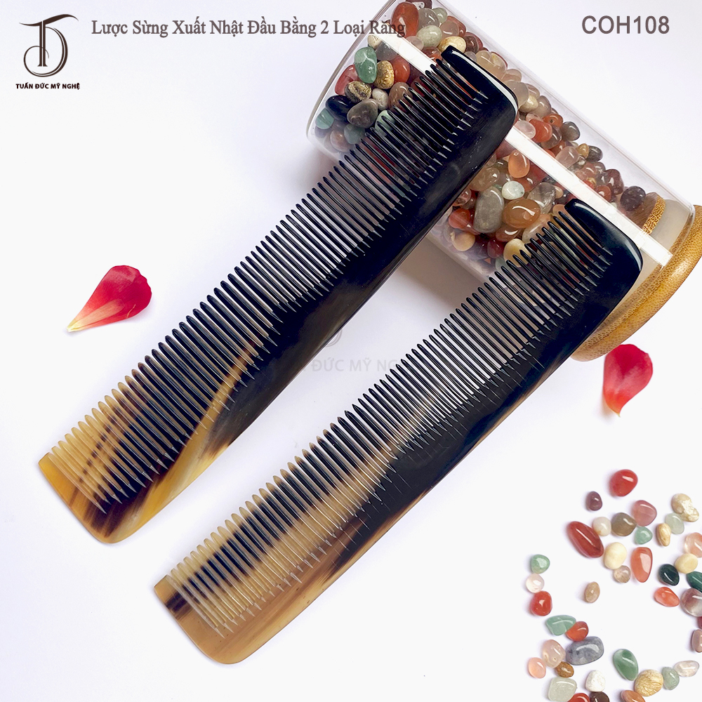 HAHANCO Horn Comb [COH108] Made in Japan Flat Head Comb Model with 2 ...