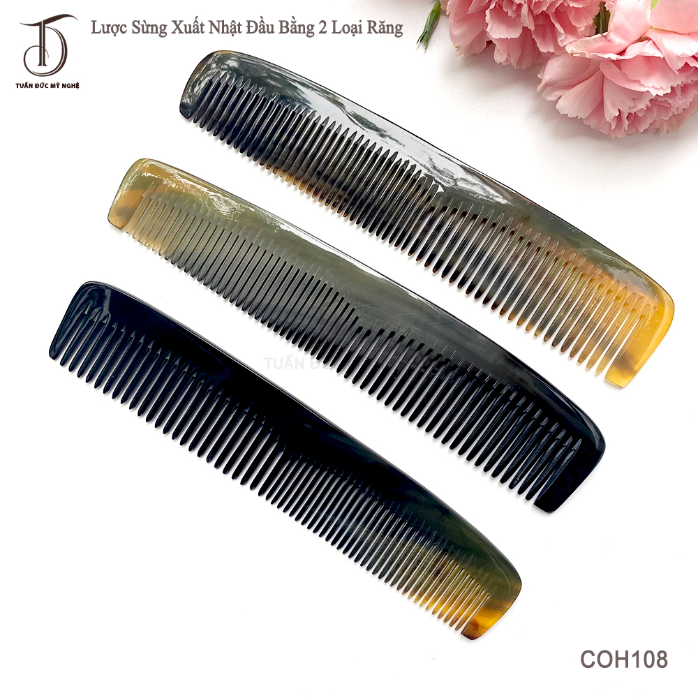 HAHANCO Horn Comb [COH108] Made in Japan Flat Head Comb Model with 2 ...