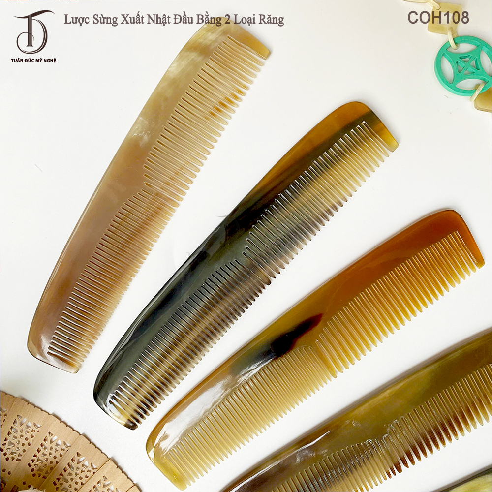 HAHANCO Horn Comb [COH108] Made in Japan Flat Head Comb Model with 2 ...
