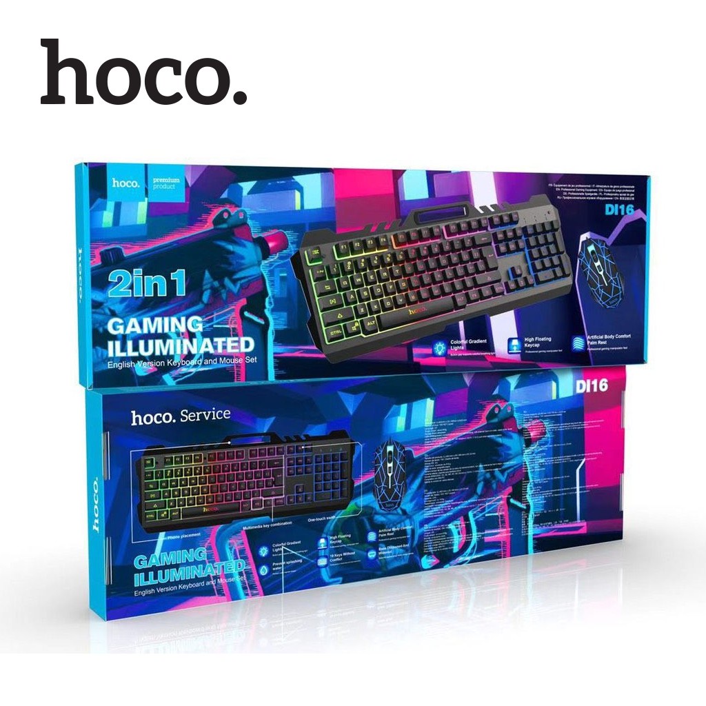 Hoco Gaming DI16 wired keyboard and mouse set, mechanical keys with ...