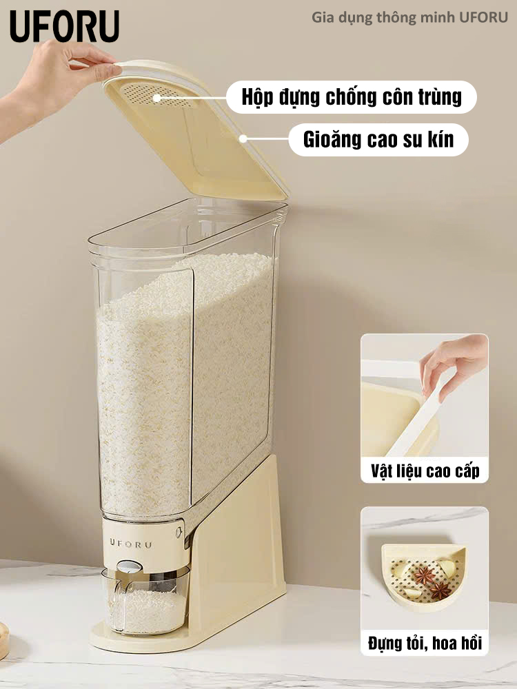 UFORU smart rice bin upgraded version with 2.0 automatic rice push ...
