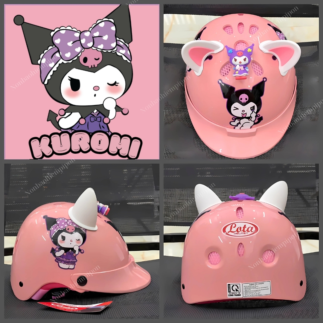 Kuromi, Labubu, Cabypara baby helmets with genuine 3D stickers from