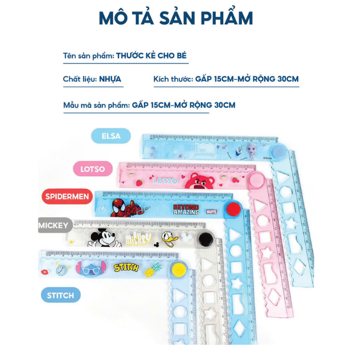 Disney Folding Ruler 30CM Multifunctional Student Ruler with Many Cute ...