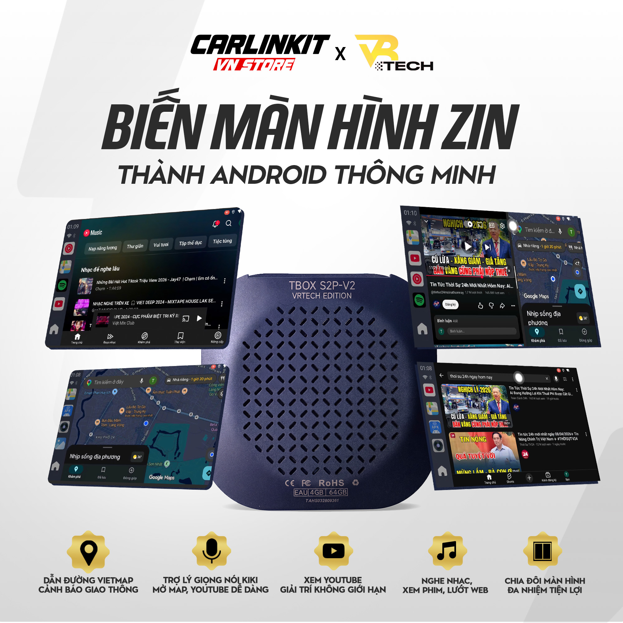 Carlinkit TBOX S2P 6225 V2 2026, Android Car Box, Apple CarPlay ...
